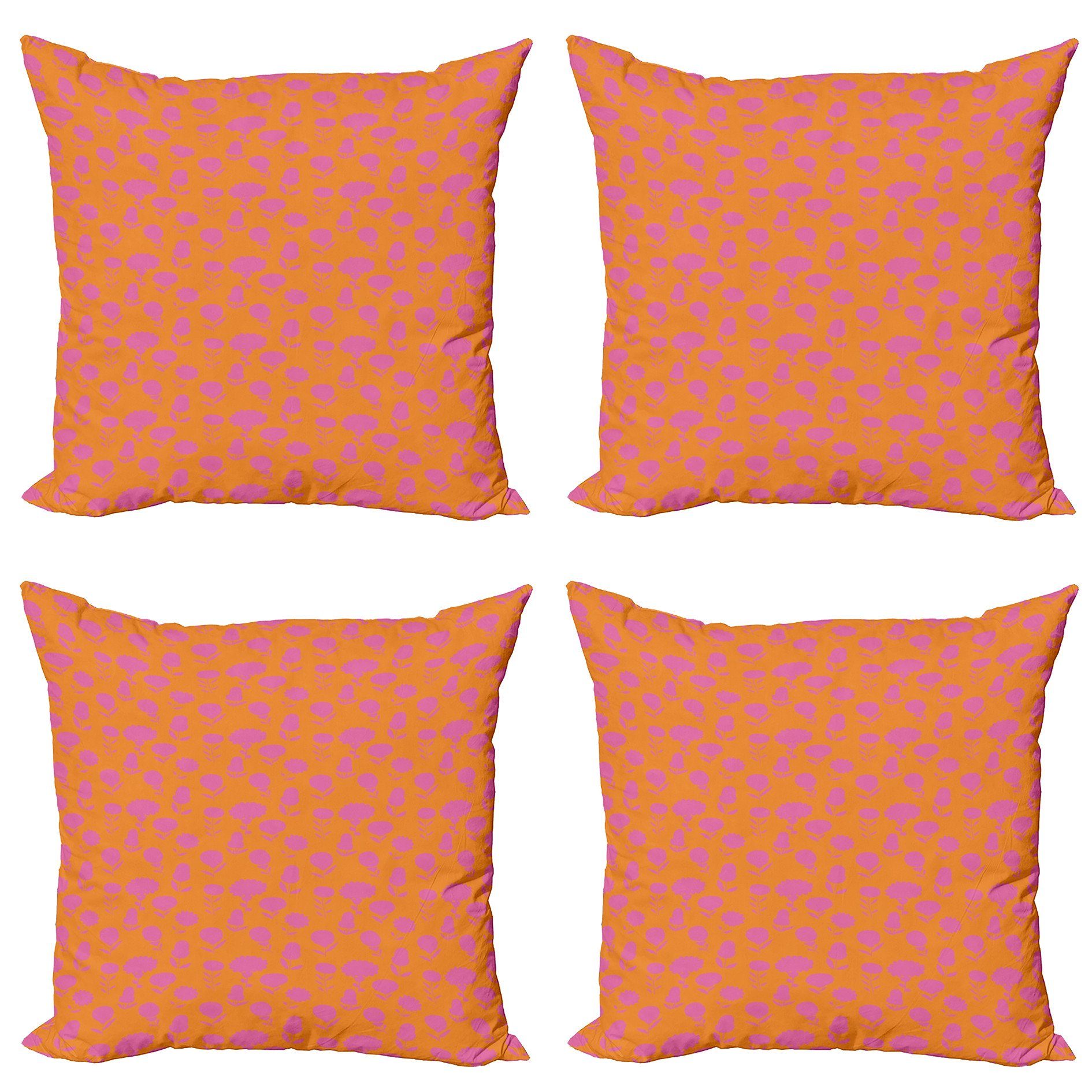 Kissenbezüge Modern Accent Doppelseitiger Digitaldruck, Abakuhaus (4 Stück), Blumen Blooming Tangerine Tones