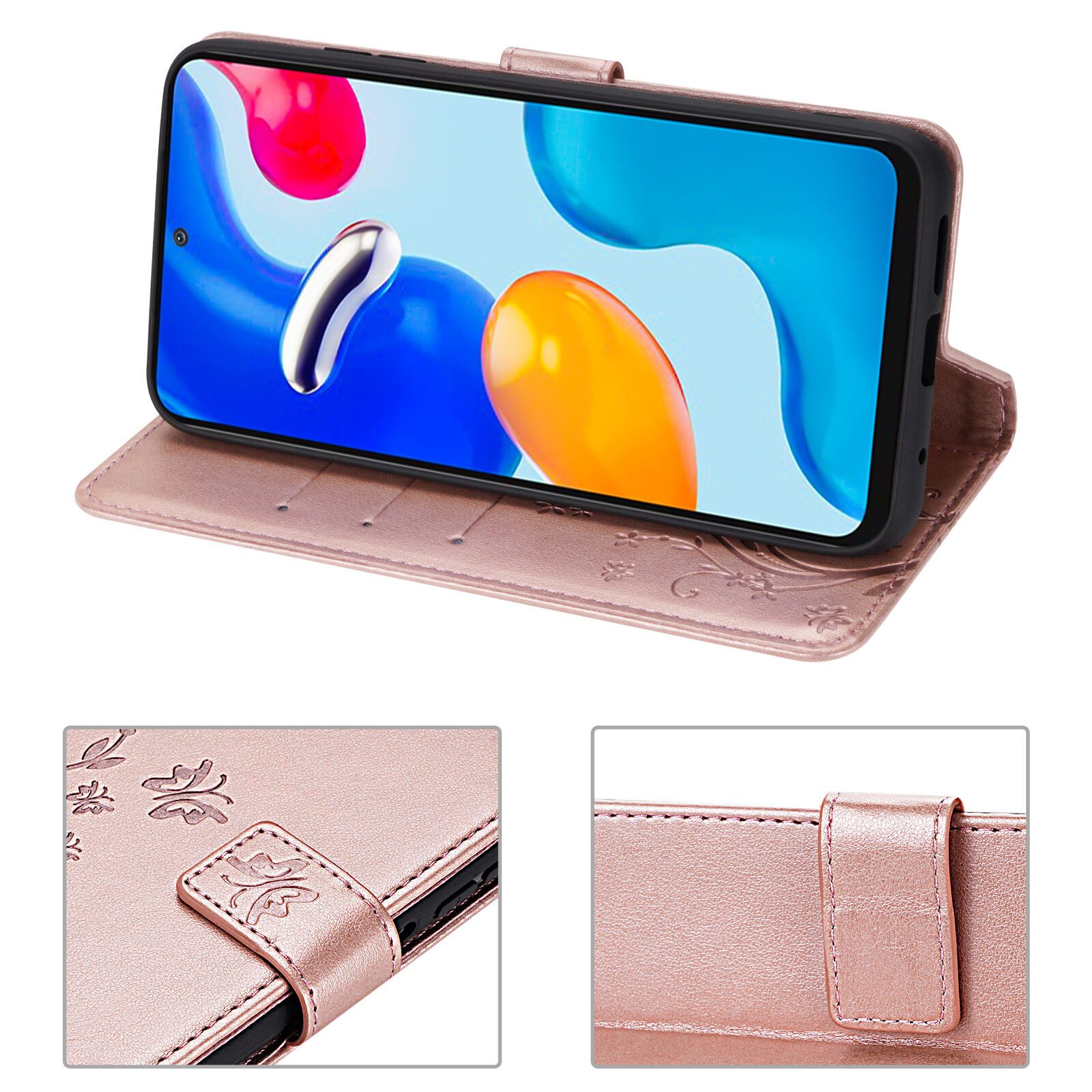 betterfon Handyhülle Handytasche für Xiaomi Redmi Note 11 / 11S 4G Schutzhülle Klapphülle, Bookstyle-Hülle: Magnetverschluss 3 Kartenfächer & Standfunktion – Bild 5 von 5