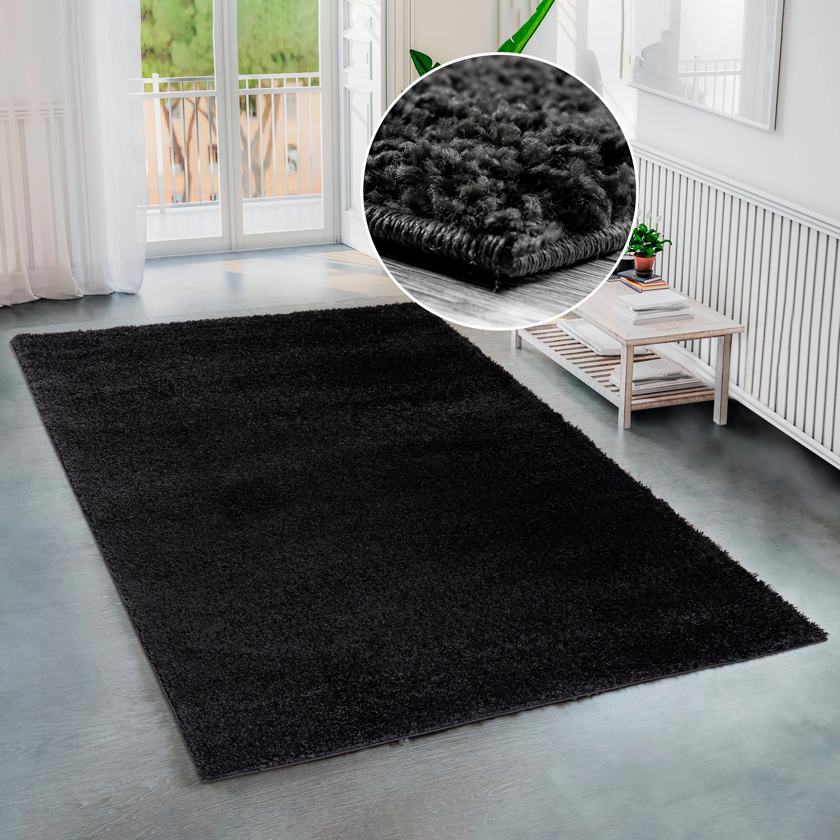 Bruno Banani Hochflor-Teppich Shaggy Soft, rechteckig, Höhe: 30 mm, gewebt, Uni Farben, besonders weich und kuschelig, Kundenliebling