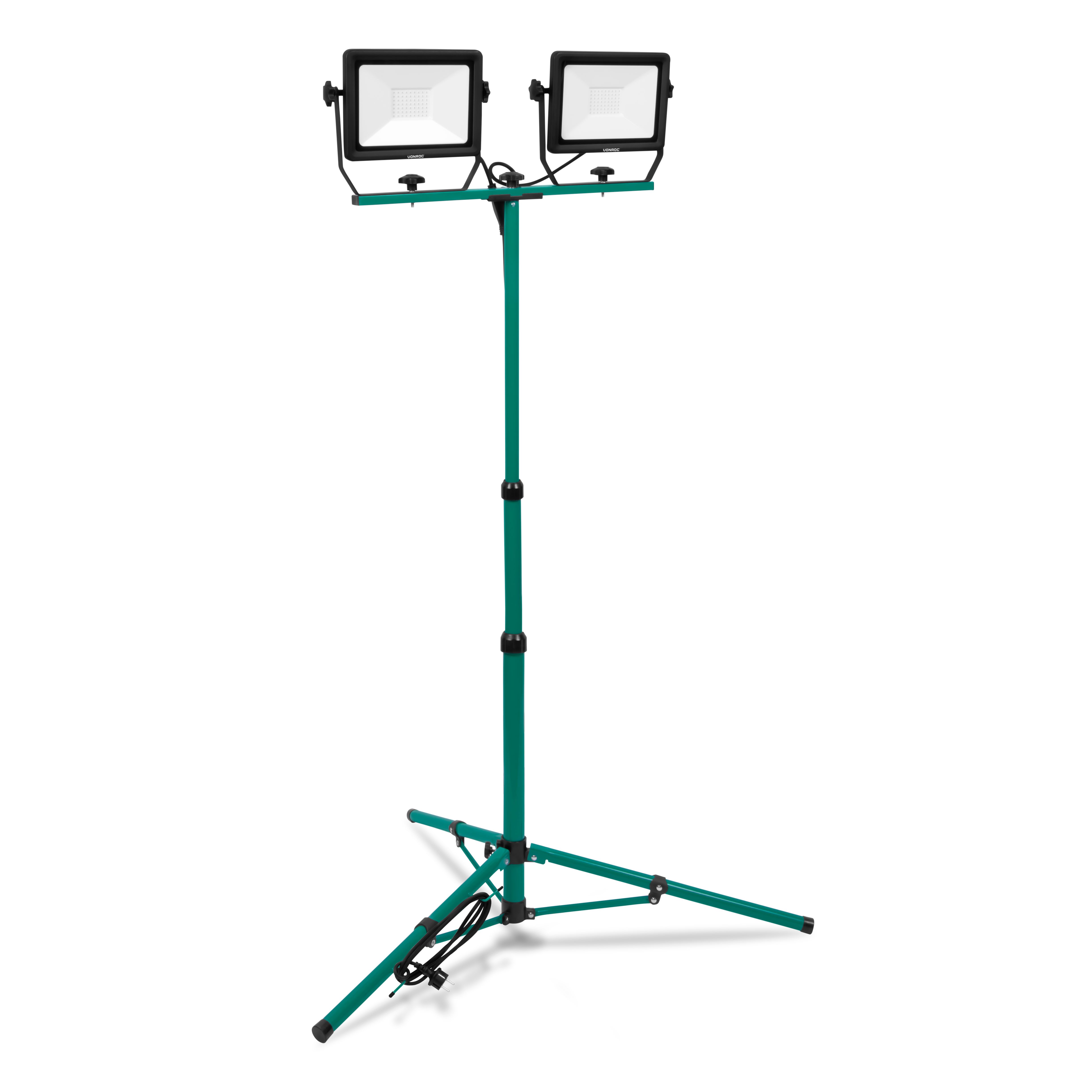 VONROC LED Arbeitsleuchte mit Verstellbarem Stativ, LED fest integriert, 2x 50W – 9500 Lumen – drehbar und kippbar