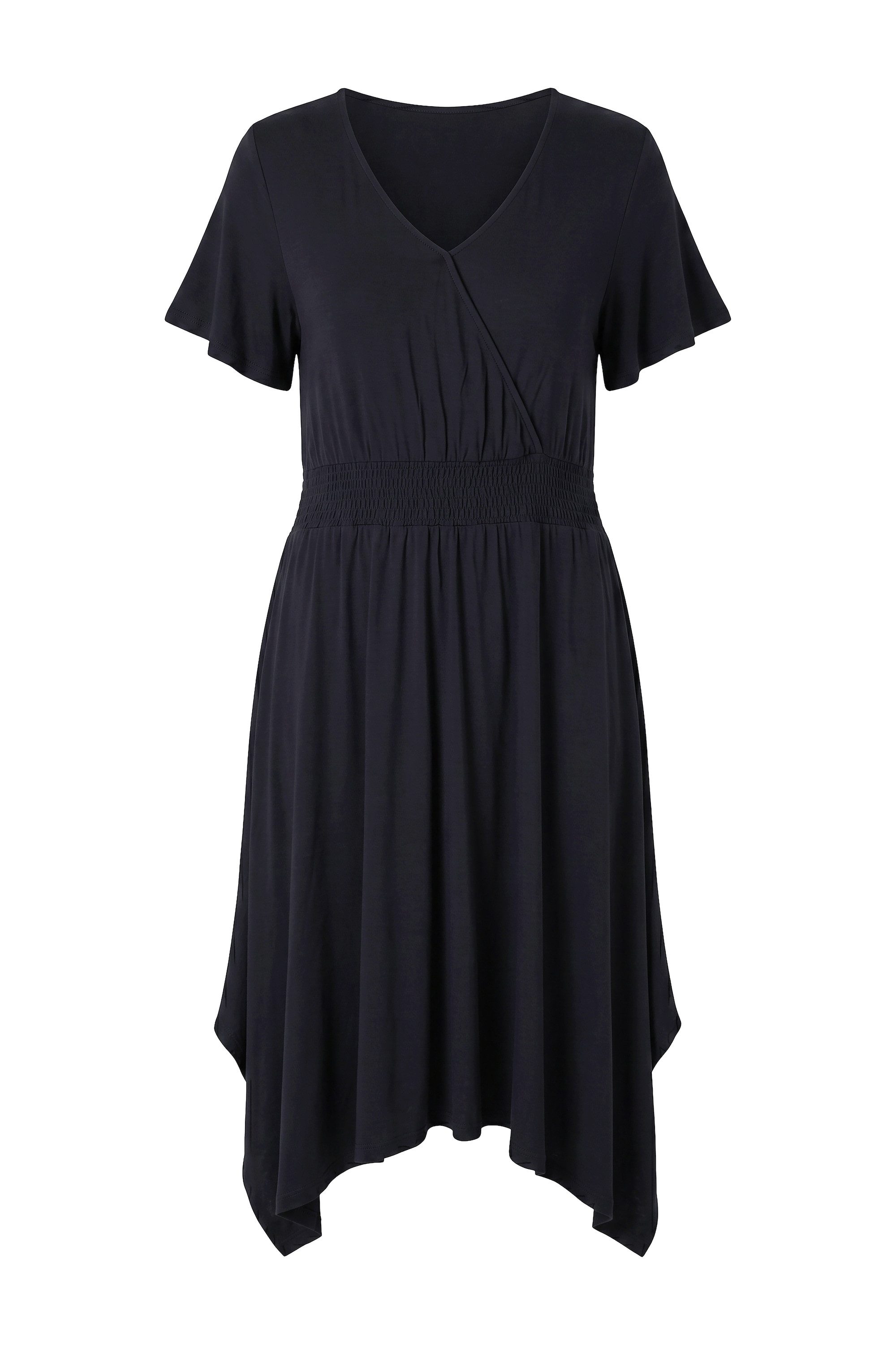 Angel of Style Jerseykleid Midi-Jerseykleid A-Linie Zipfelsaum Flügelärmel