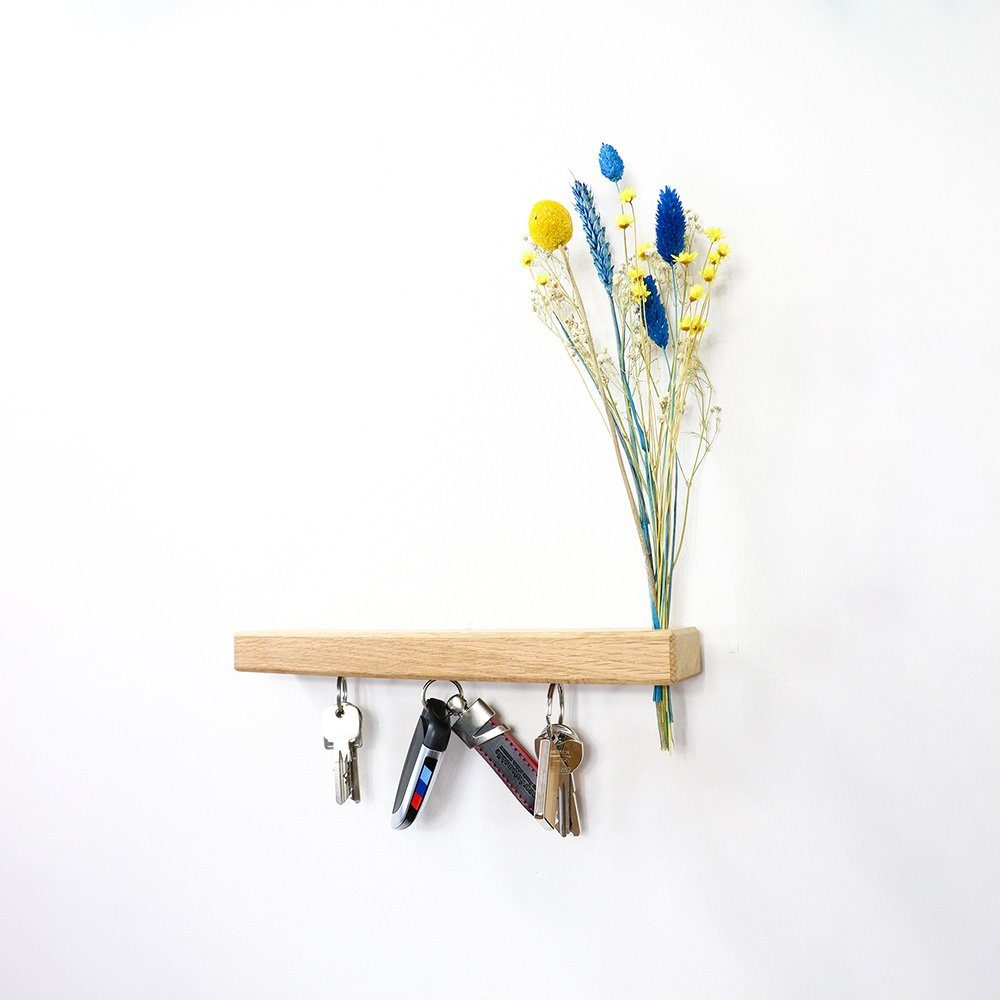 Schlüsselbrett FlowerBar Keys “SCHWEDENGLÜCK”, magnetisches Schlüsselbrett, Eiche