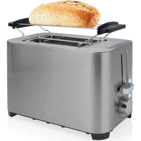 PRINCESS Toaster 142400, 2 kurze Schlitze, 850 W, Edelstahl, Brötchenaufsatz, 7 Bräunungsstufen, Krümelschublade
