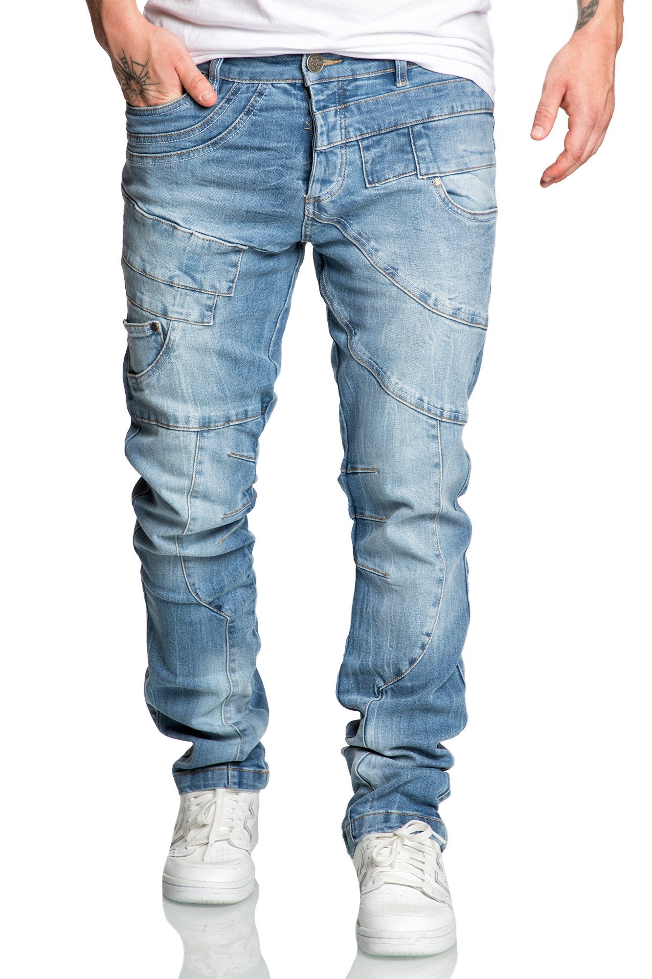 Amaci&Sons Stretch-Jeans KAUAI Regular Slim Jeans Herren Regular Slim Denim Design Hose – Bild 3 von 5