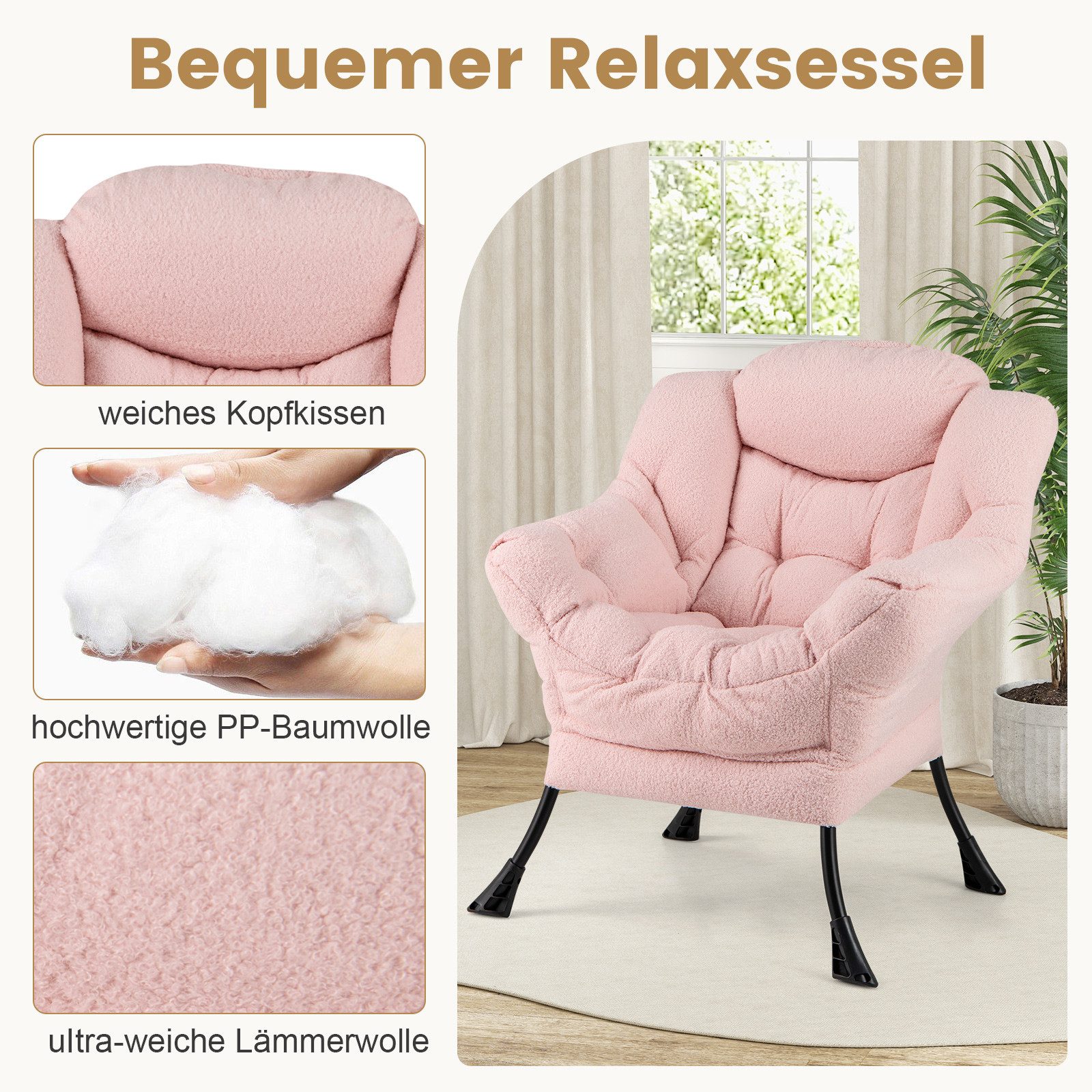 COSTWAY Relaxsessel (2-St), Ohrensessel gepolstert, mit günstig online kaufen