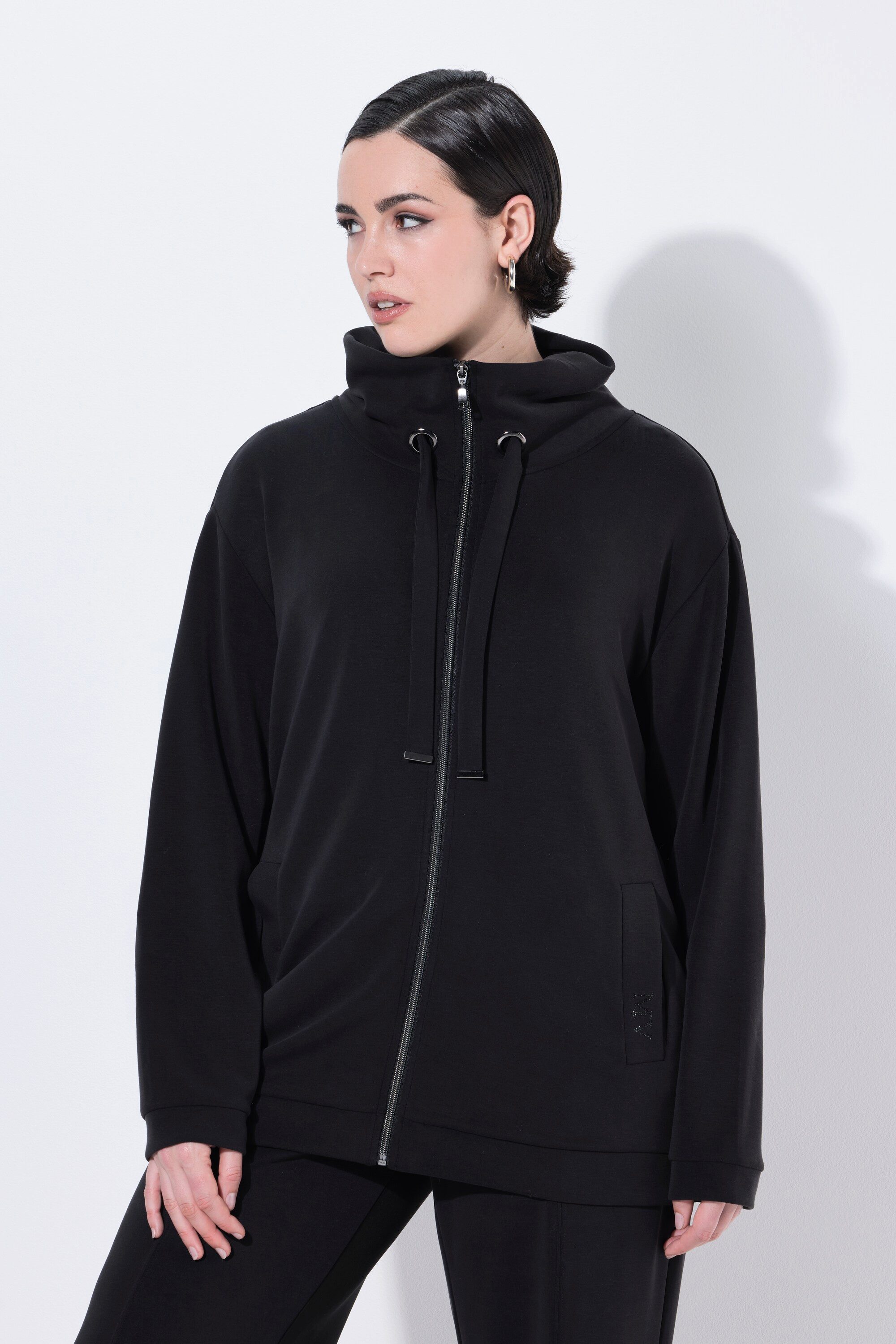 Ulla Popken Sweatjacke Sweatjacke Ziersteine Stehkragen Langarm Modalmix günstig online kaufen