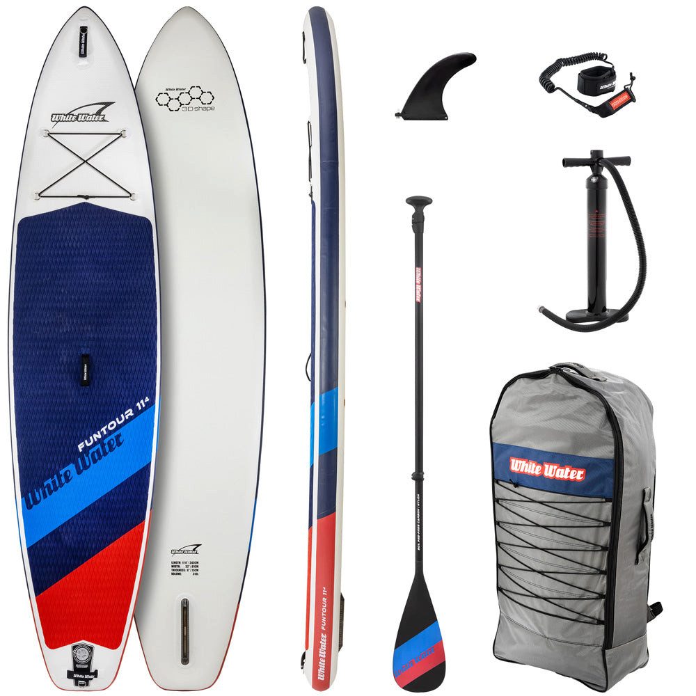 White Water Inflatable SUP-Board Funtour SET 11´4" deepwater, mit Paddel und Pumpe