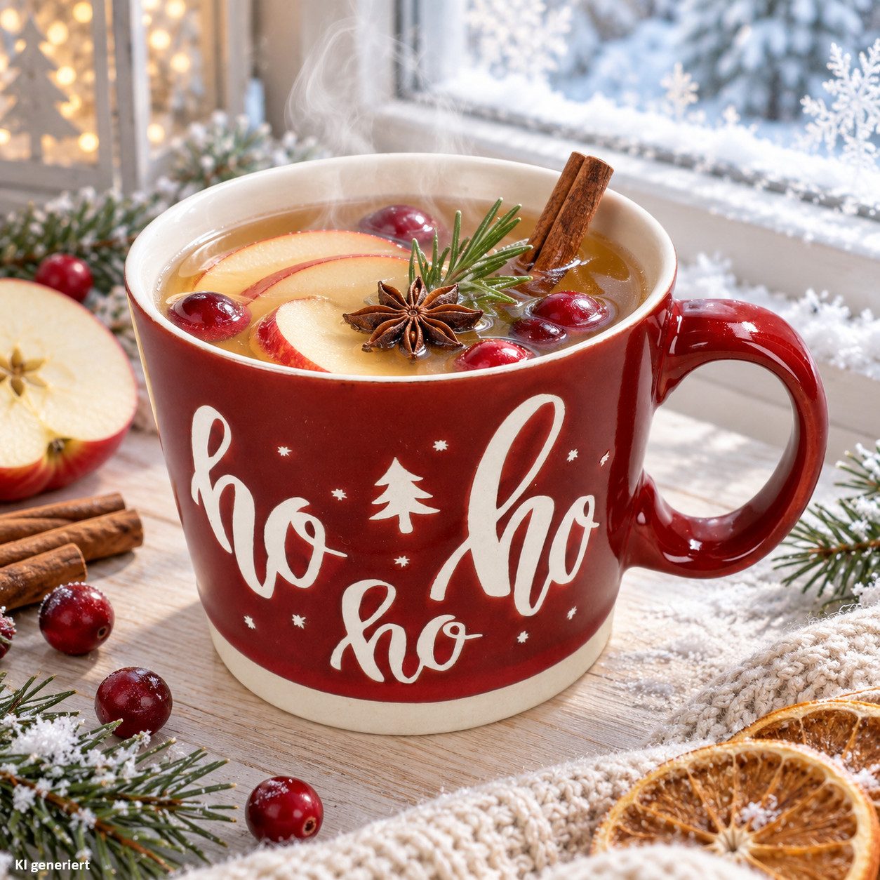 MamboCat Becher Kaffeebecher XL Hohoho 550ml Steingut Rot große Tasse Weihnachten, Steingut – Bild 4 von 5