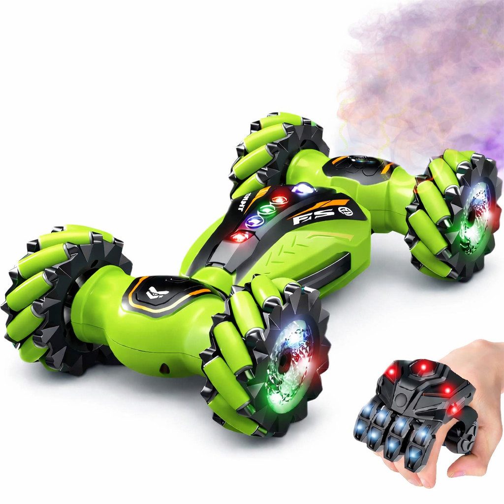 Goldstern-Tech RC-Auto (Stunt Auto mit Spray-Effekt, 360° RC Stuntfahrzeug), mit Gestensteuerung, LED-Effekten, 2 Fahrmodi & Mecanum-Rädern