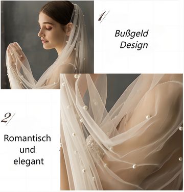 UNDOE Schleier Kopftuch Brautschleier langer schleppender Hochzeitskopfschmuck