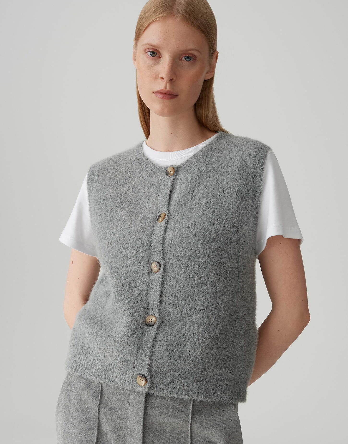 OPUS PANTS Strickweste PORAH Regular im Alpaka Wollmix Knopfleiste, flausch günstig online kaufen