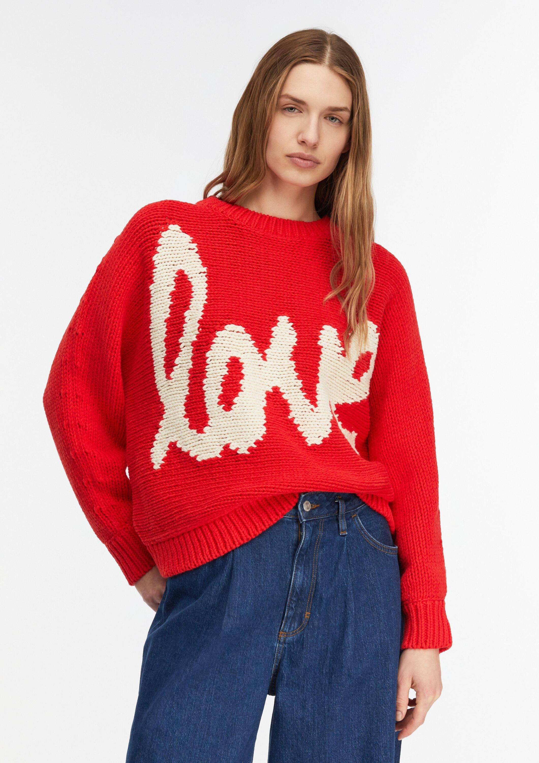 comma Longpullover Strickpullover Oversize-Strickpullover mit Artwork günstig online kaufen