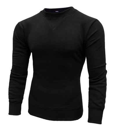 RMK Rundhalspullover Herren Pullover Langarmshirt Basic Uni Sweatshirt Pulli