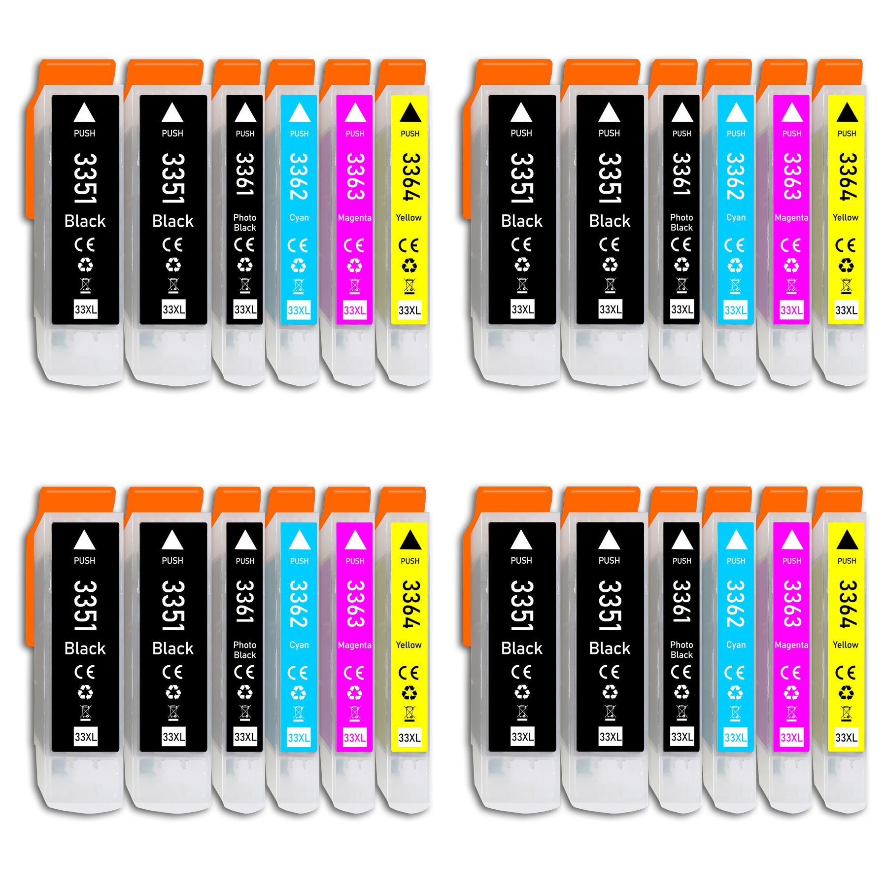 Druckerparadies 24er Multipack für Epson 33XL Tintenpatronen Set Tintenpatrone (24-tlg., für Epson XP530 XP540 XP630 XP635 XP640 XP645 XP830 XP900 XP7100)
