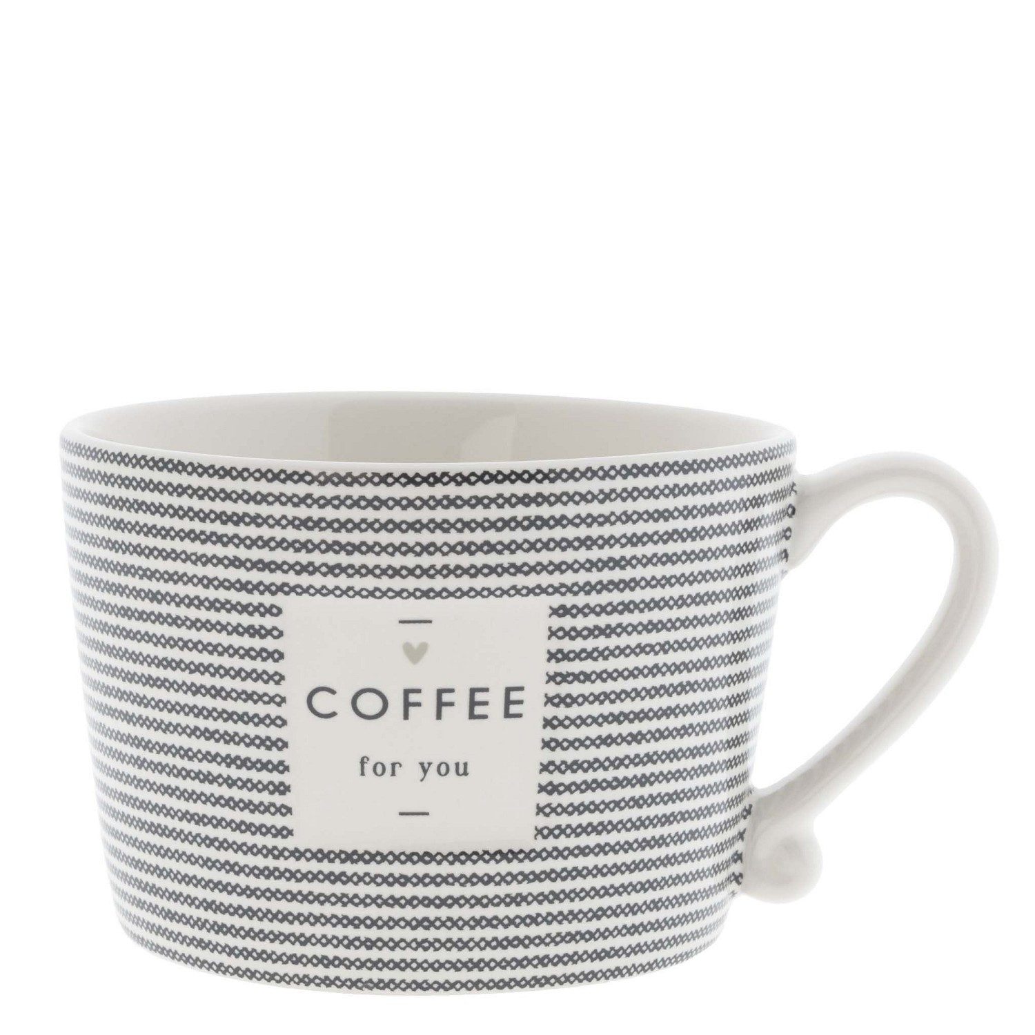 Bastion Collections Tasse Schwarzes Herz, Keramik, Spülmaschinengeeignet, Weiß, Coffee, H: 7cm