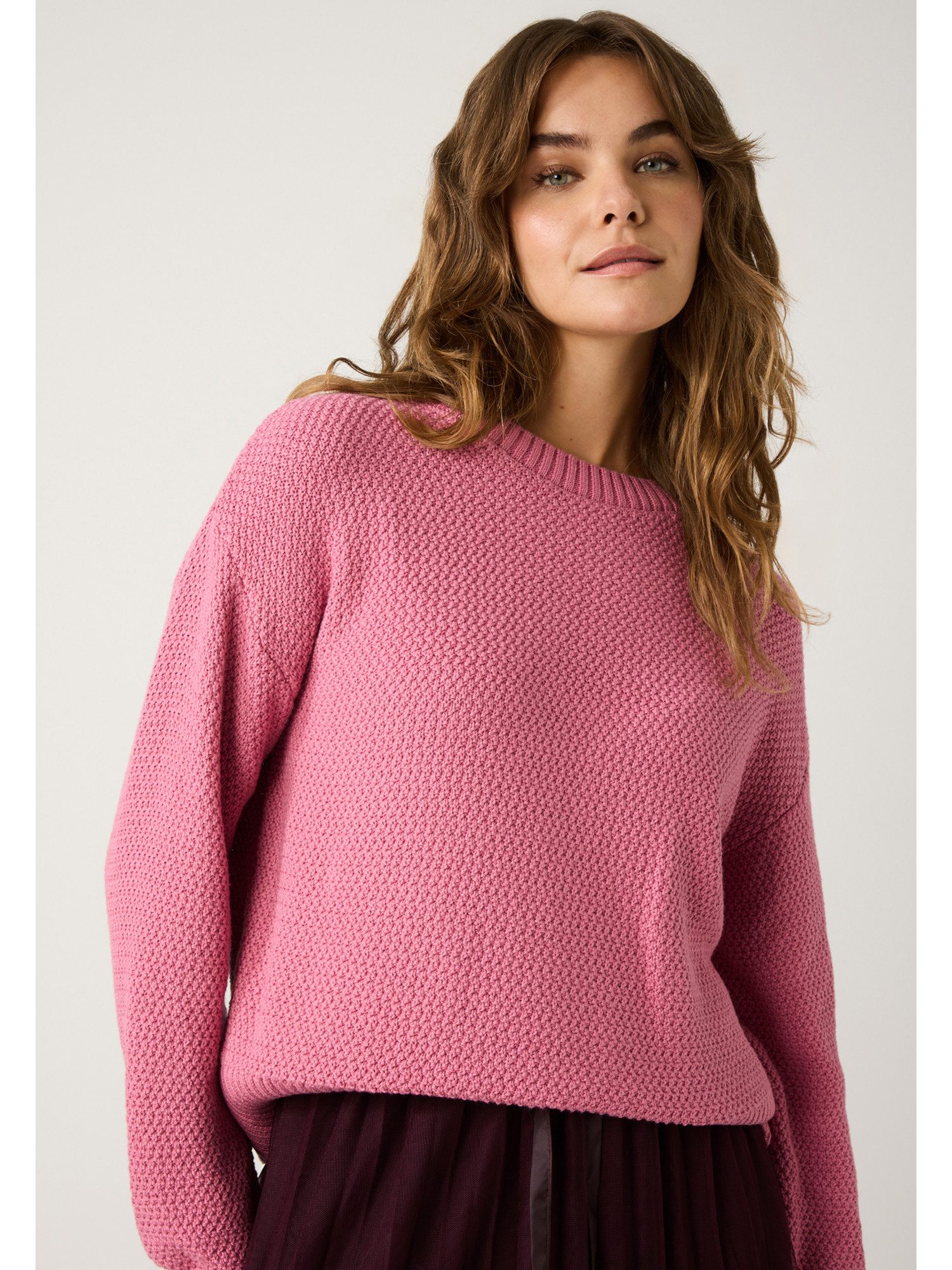 MORE&MORE Strickpullover Rundhalspullover mit Struktur günstig online kaufen