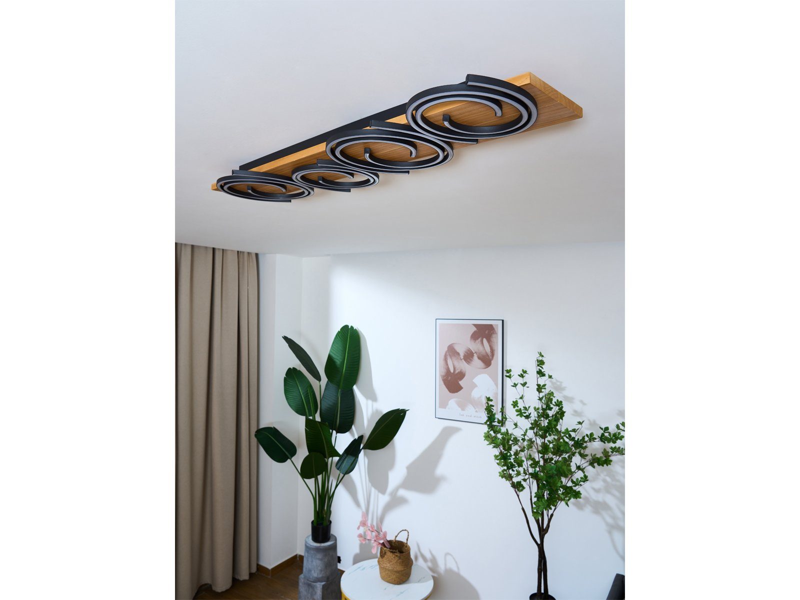 & Deckenleuchte, LED LED 115x20 für cm über-n fest Esstisch ECO-LIGHT Holz-Lampe flache integriert, Kücheninsel, Warmweiß, Breite