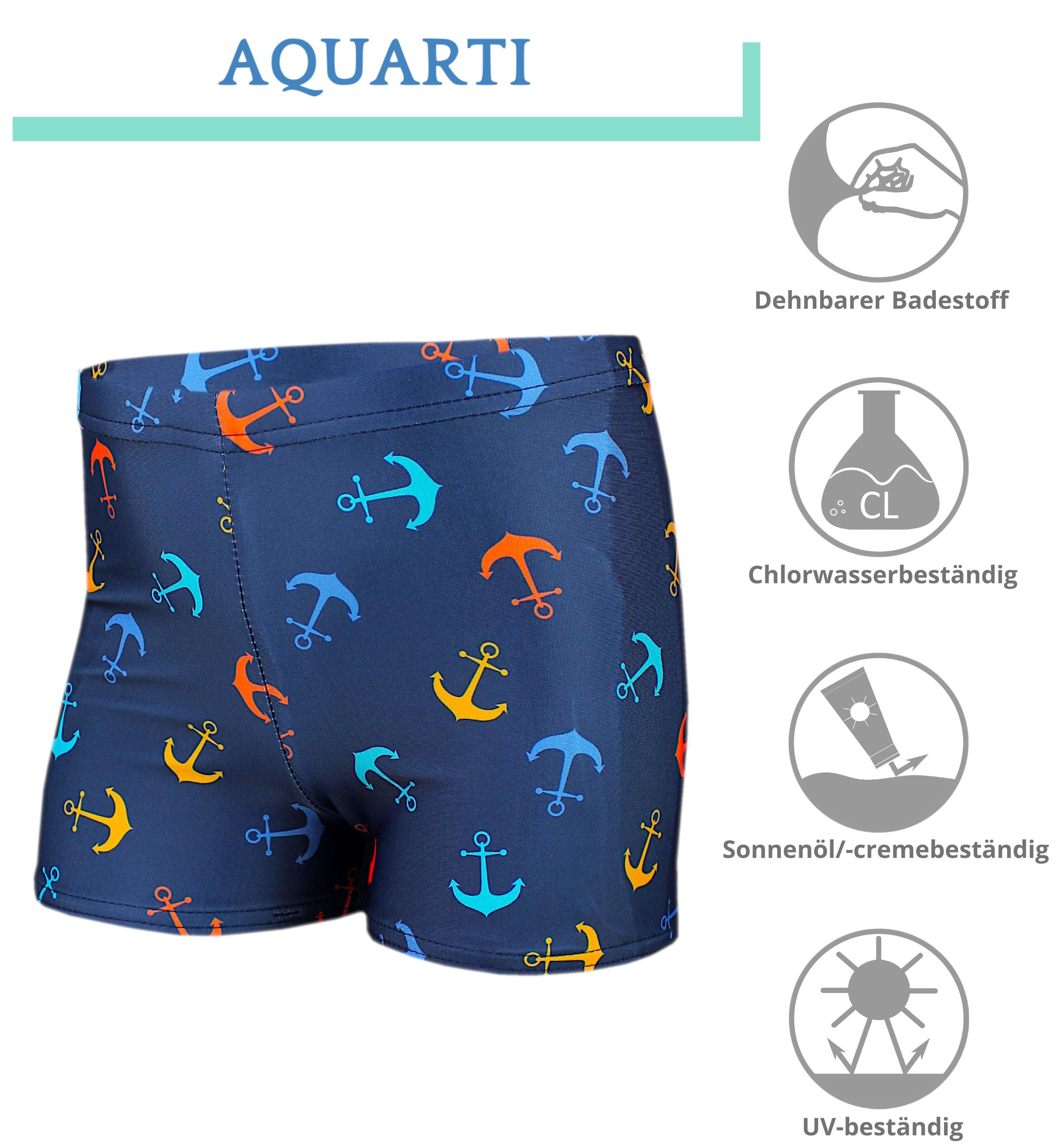 Aquarti Badehose Aquarti Jungen Badehose Gestreift mit Motiven – Bild 3 von 5
