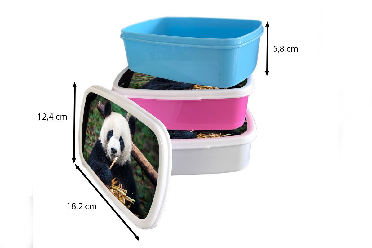 Brotdose (2-tlg), Erwachsene, Panda Snackbox, Kinder, - rosa Brotbox Kunststoff, Bambus für Lunchbox Natur, - MuchoWow Kunststoff Mädchen,