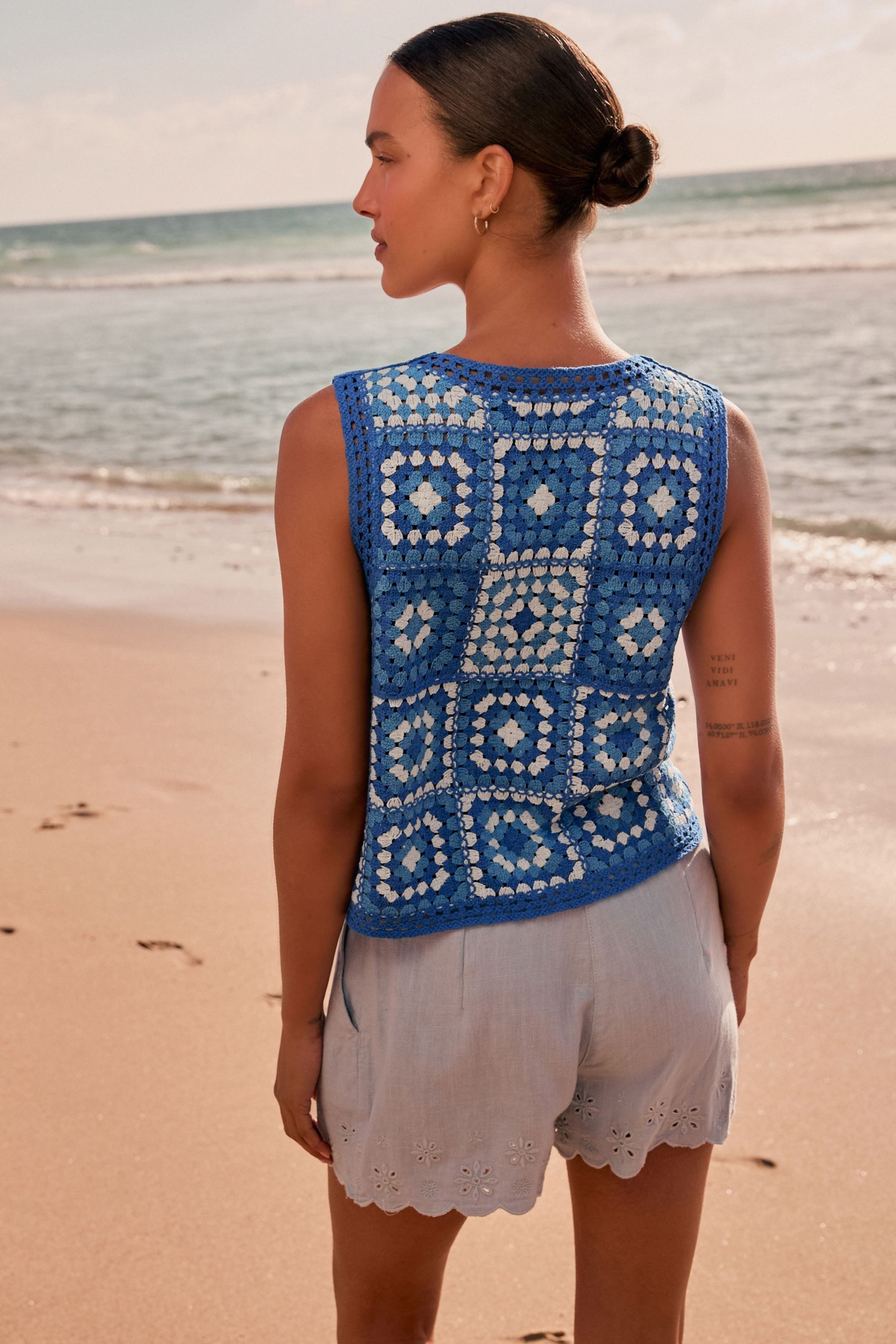 Next Trägertop Kastiges Tanktop mit Häkeldetails und Baumwolle (1-tlg) günstig online kaufen