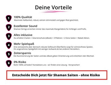 Shaman Saiten Gitarrensaiten für E-Gitarre, (6+2 Saiten-Set, 33-tlg), Kompletter Satz plus 2 Ersatz-Saiten (E1 und D4)