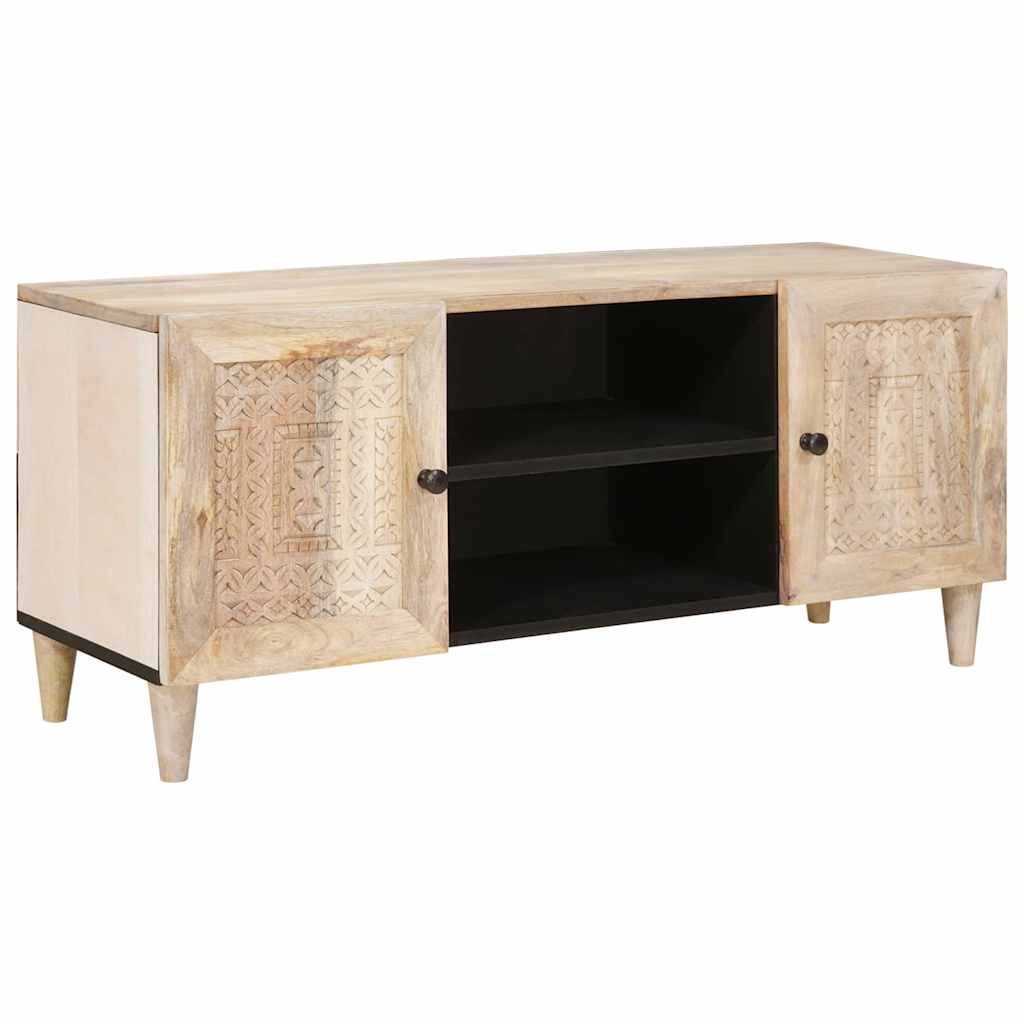 vidaXL Sideboard 105 x 33 x 46 cm Sideboard TV-Schrank aus massivem Mangoholz Weiß 105x