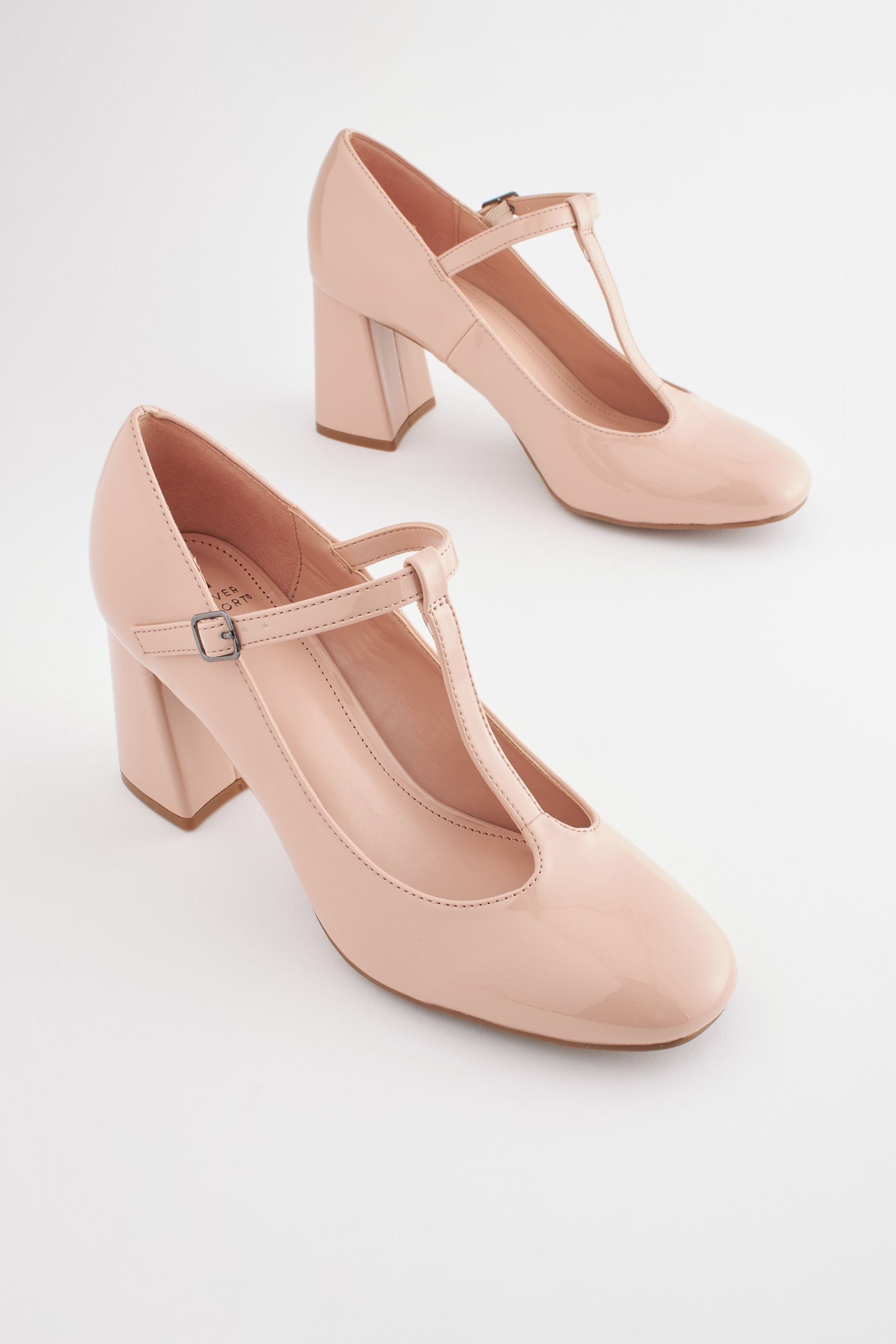 Pumps und Nougat (1-tlg) Schuhe Comfort mit Forever Next T-Steg Blockabsatz Pink