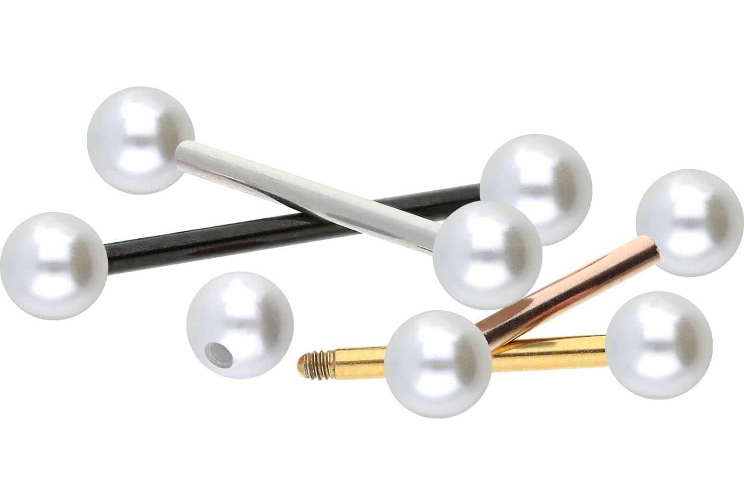 PIERCINGLINE Brustwarzenpiercing Titan Barbell SYNTHETISCHE PERLEN günstig online kaufen