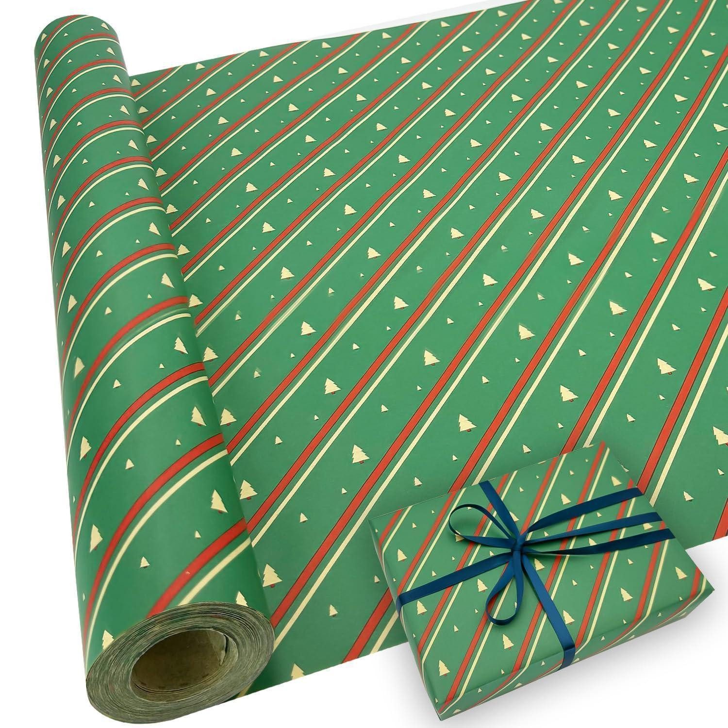 LuxusKollektion Geschenkpapier Geschenkpapier Kraftpapier gruen festlich 43x15m, (1St)