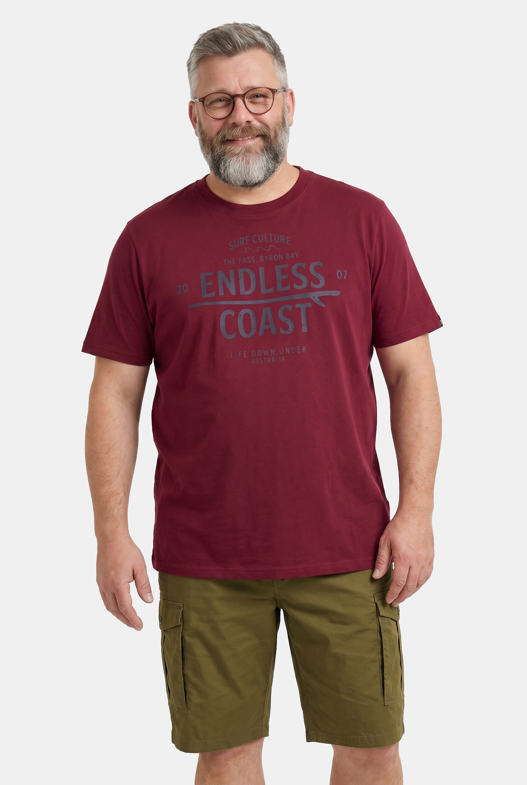 Men Plus T-Shirt T-Shirt Halbarm Print Rundhals bis 8 XL