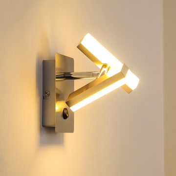 hofstein Wandleuchte »Trieste« LED Wandlampe aus Metall in chrom, 3000 Kelvin, mit verstellbaren Leuchtenköpfen, 350 Lumen