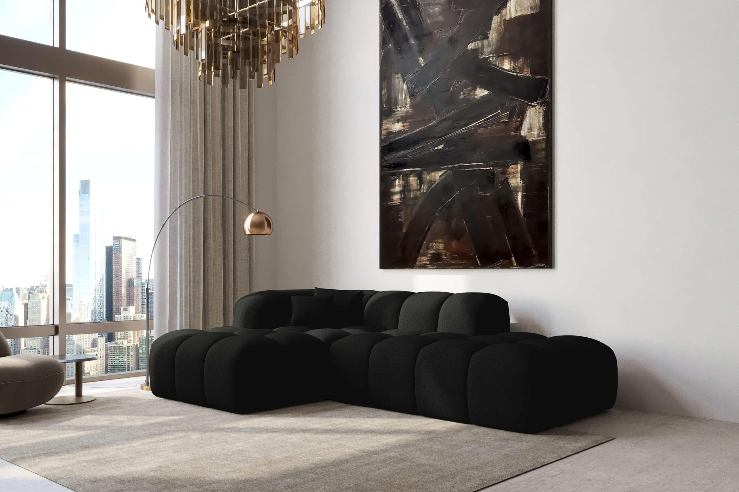 99rooms Ecksofa Livorno Lounge, Sofa L-Form, Eckcouch, Rundumbezug aus gepolstertem Strukturstoff NEVE