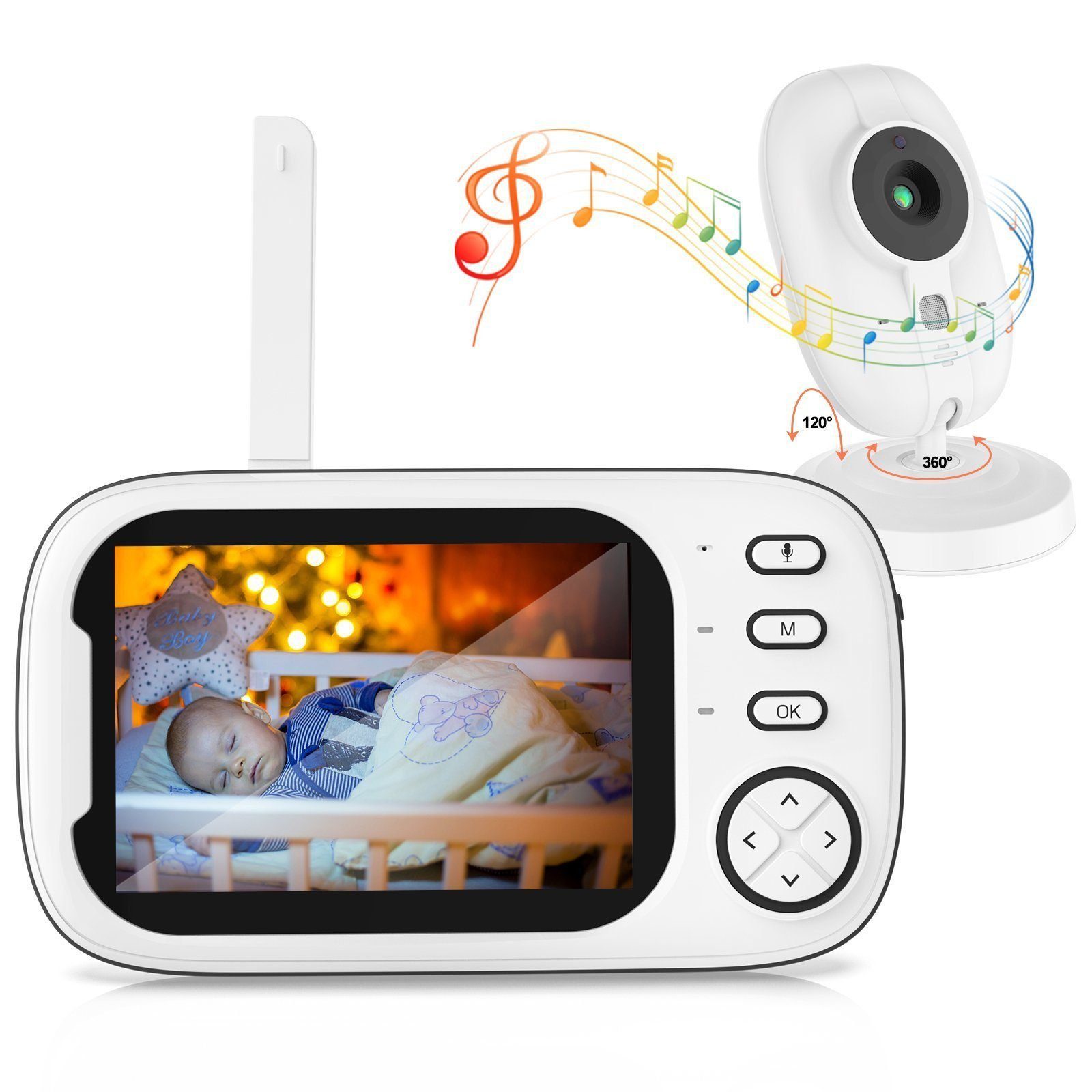 FELIXLEO Babyphone Babyphone Babyphone mit Kamera 3.5"LCD Bildschirm 360° Blickwinkel, 1-tlg.