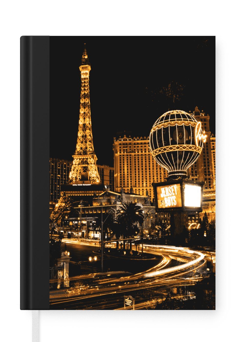MuchoWow Notizbuch Gold - Eiffelturm - Las Vegas, Journal, Merkzettel, Tagebuch, Notizheft, A5, 98 Seiten, Haushaltsbuch
