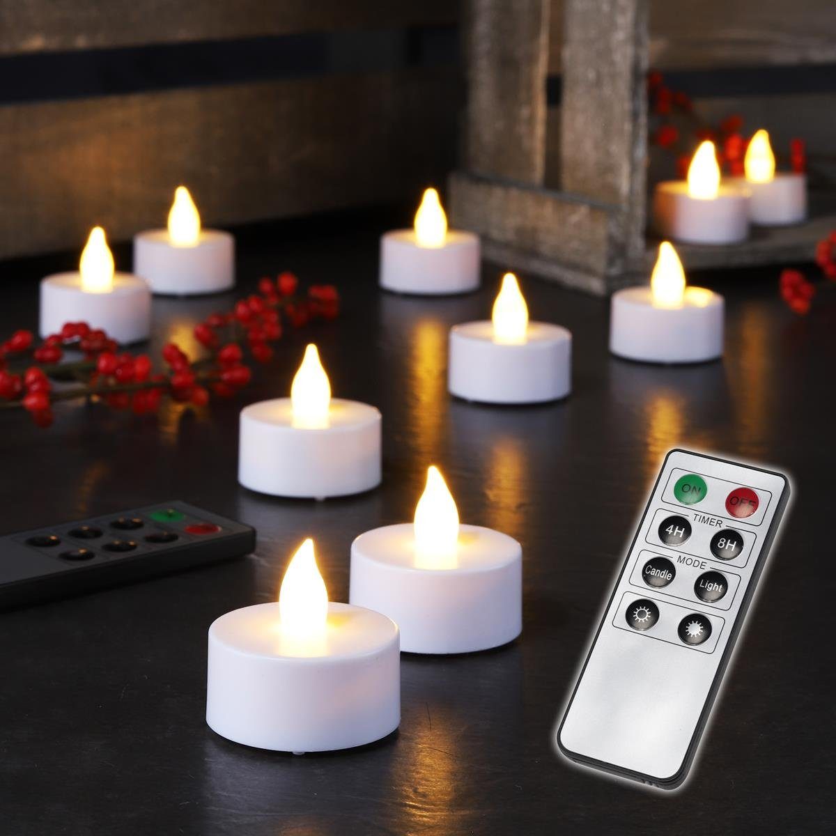 MARELIDA LED-Kerze »LED Teelichter flackernde Flamme Timer Inkl.  Fernbedienung Funktionen 10er Set« (10-tlg) online kaufen | OTTO