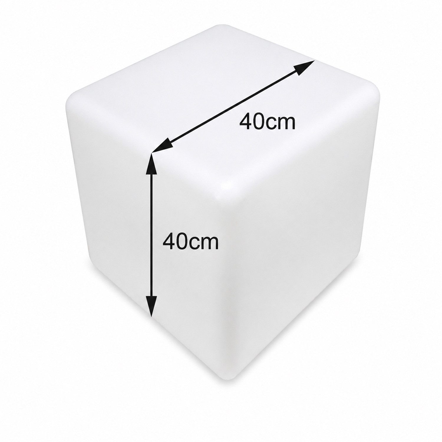 SATISFIRE LED Würfel LED Leuchtwürfel Cube 40x40cm E27 kaltweiß outdoor Beistelltisch, LED Classic, kaltweiss (5300K bis 6000K)