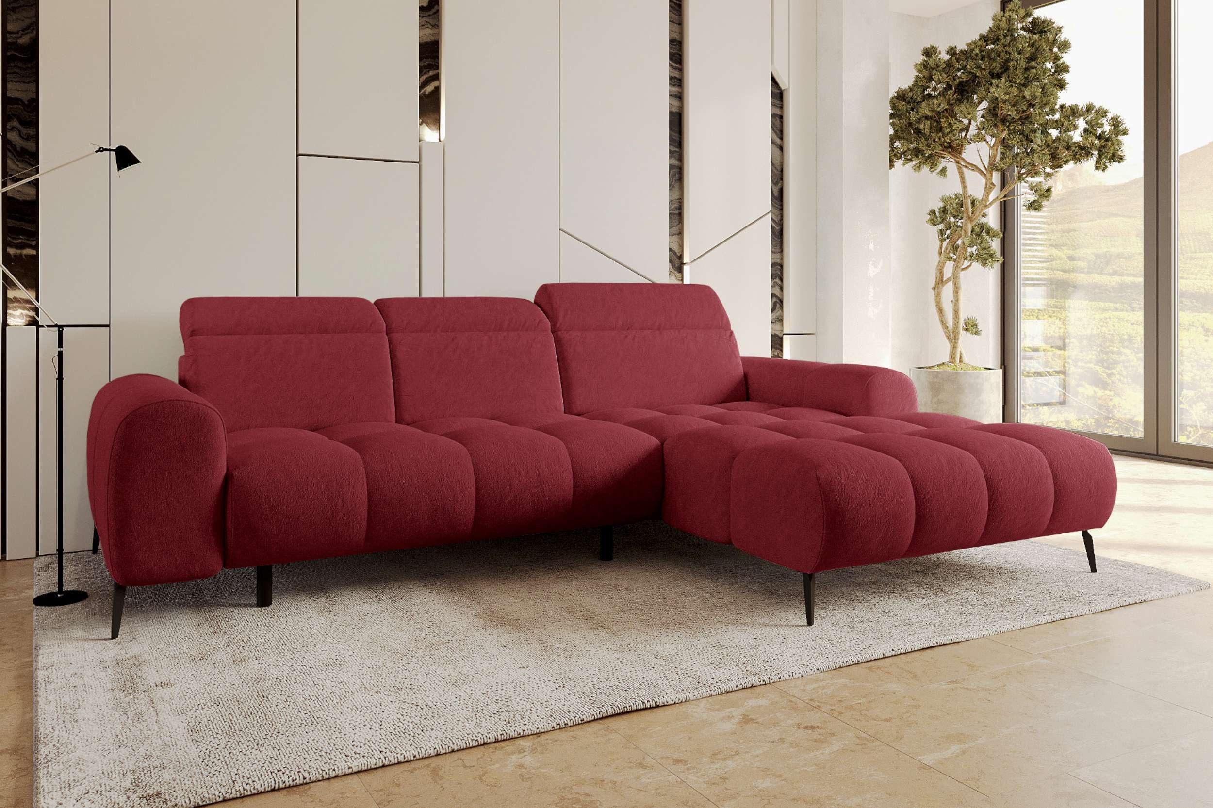 99rooms Ecksofa Milano, Sofa, L-Form, wählbar mit/ohne elektr. Sitztiefenverstellung, Chenille APHRODITE