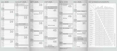 BRUNNEN Taschenkalender BRUNNEN Kalender 2025 Jahresübersicht lose 2025 10-70010005, Kalendarium 4-teilig