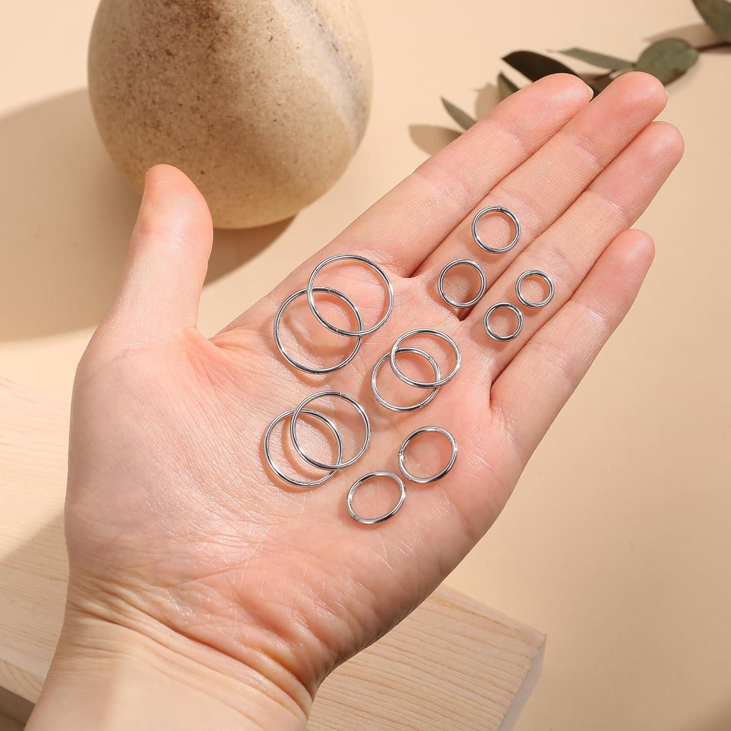 YADOCA Nasenpiercing-Set 12 Stück 316L Edelstahl Nasenpiercing Set Hypoallergen 16G Conch
