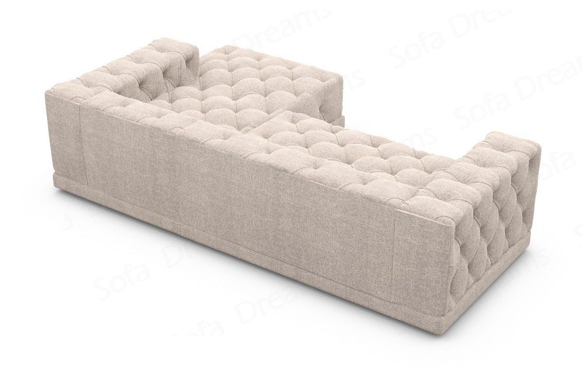 Ecksofa L Loungesofa kurz Style, Sofa Chesterfield Polster Stoffsofa, Strukturstoff Dreams Palma Form beige02 Sofa Stoff