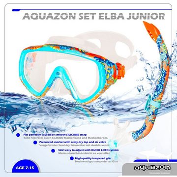 AQUAZON Taucherbrille ELBA mit Schnorchel, Schnorchelset, Kinder 7-14 Jahre
