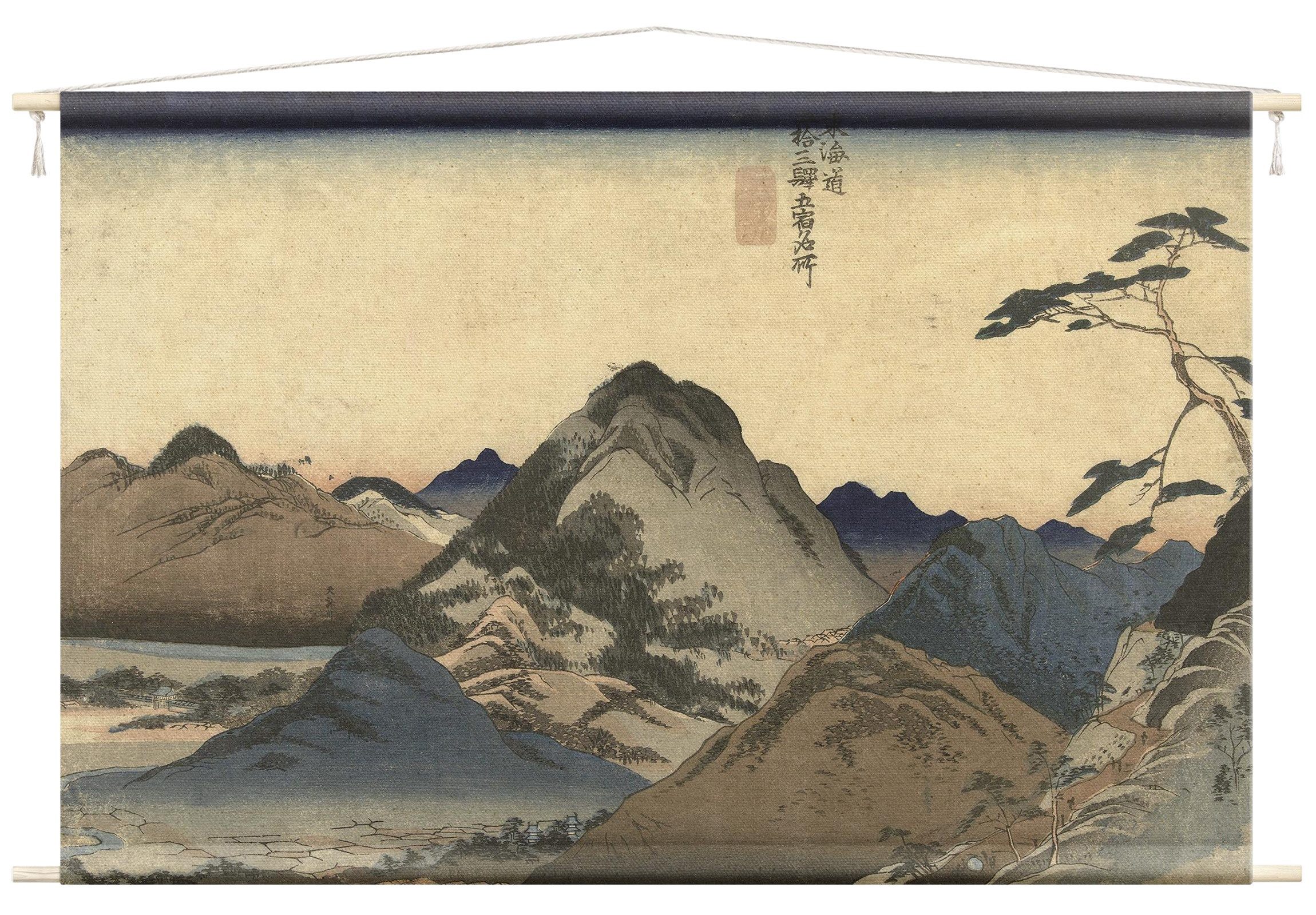 Bilderdepot24 Wandteppich modern Vintage Aquarell Natur Orientalisch blau, rechteckig, Höhe: 2.6 mm, großes Wandbild aus Natur-Baumwolle Wandbehang Stoffbild Tuch Wollseil