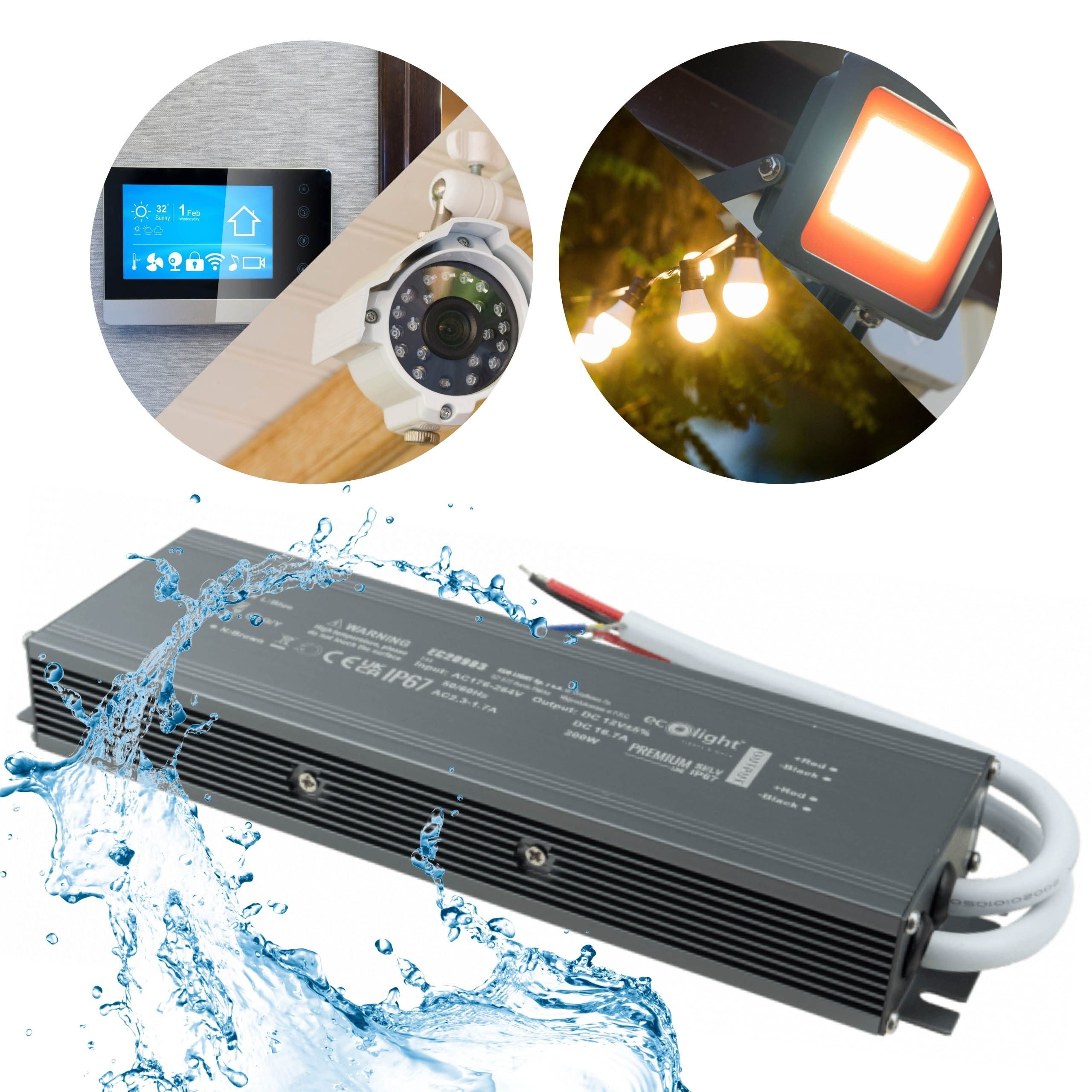 Sarcia.eu Hermetische LED Stromversorgung 200W 12V 16.7A wasserdicht 248x72x33mm LED Trafo