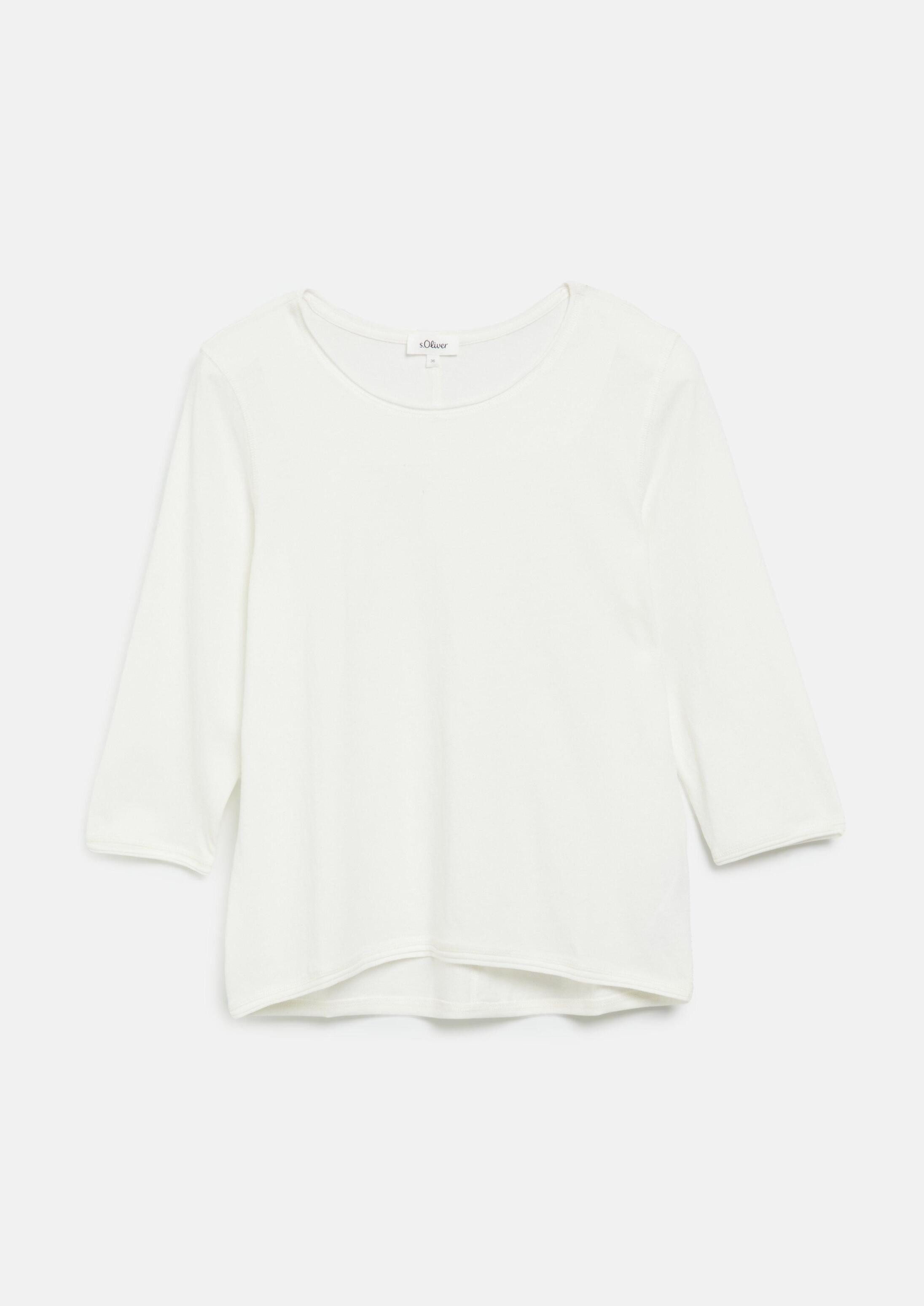 s.Oliver 3/4-Arm-Shirt T-Shirt T-Shirt mit Rollkante im Relaxed Fit