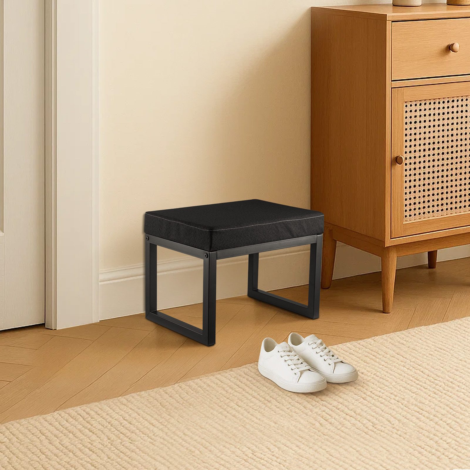 Youyijia Fußhocker Fußhocker Ottoman 41x30x32cm Sitzhocker Leinen Design – Bild 4 von 5