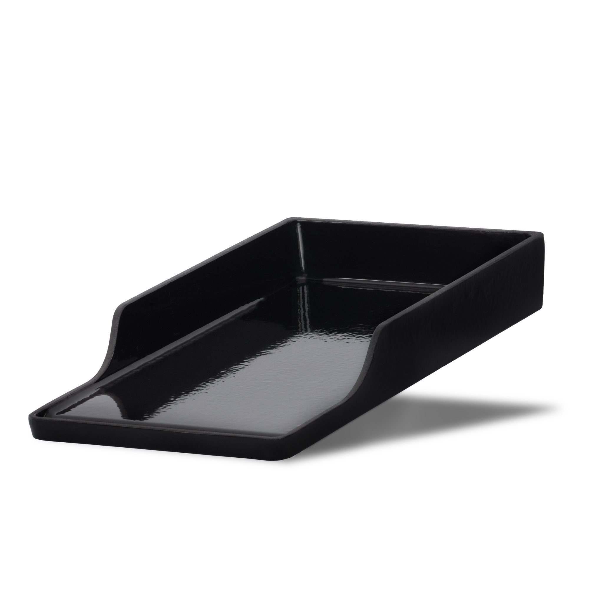 Grillplatte Gusseisen, 25,5 x 43,5 cm, BBQ Plancha emailliert, Grillpfanne