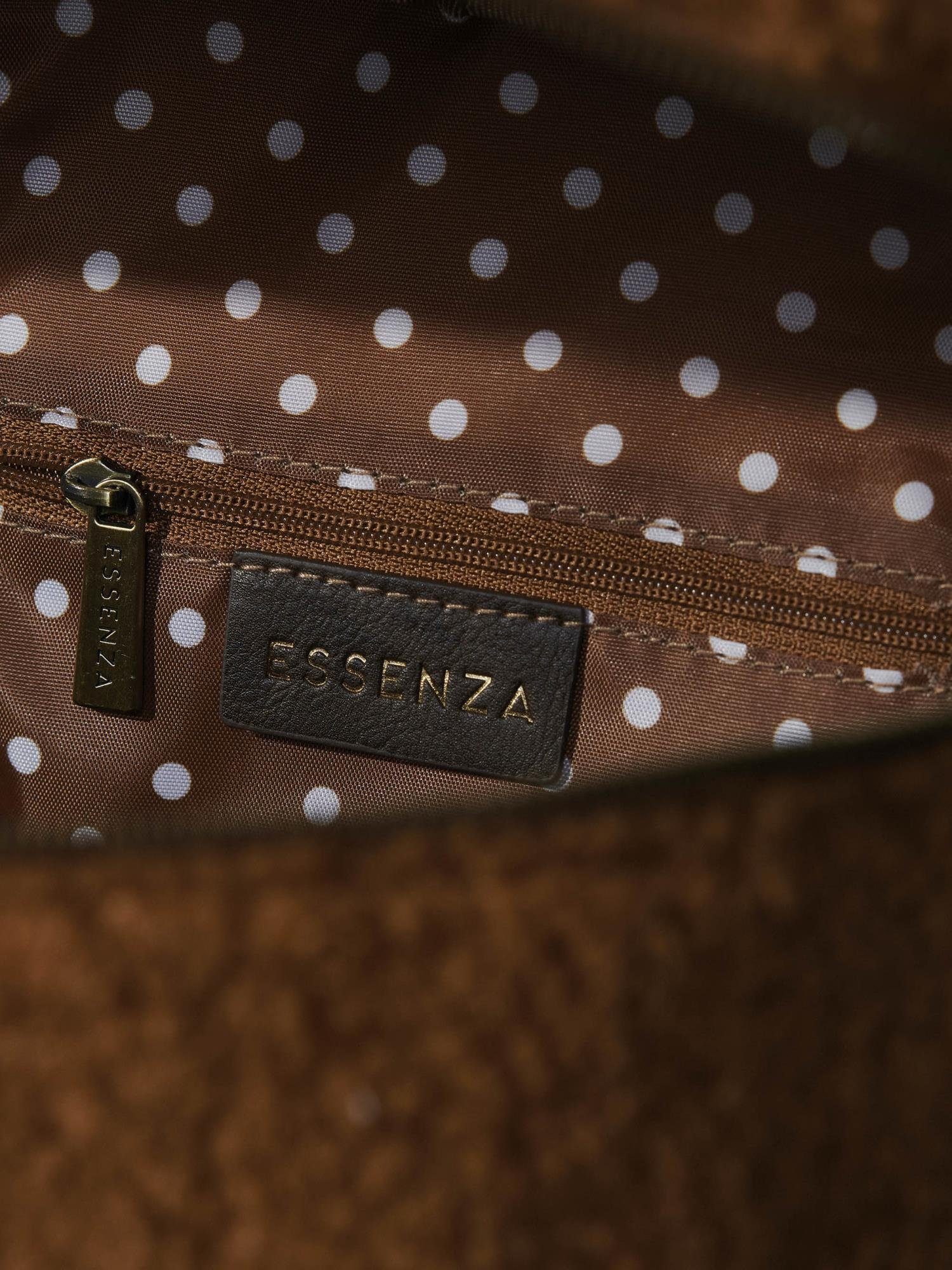 Leather (1-tlg), weichem Teddystoff Pebbles Essenza Reisetasche aus Teddy Brown