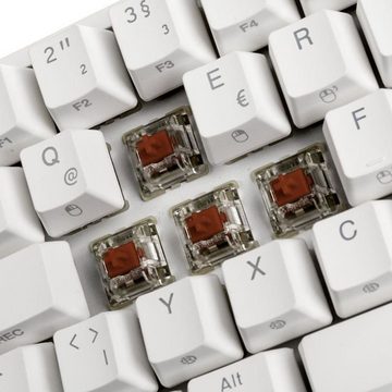 Ducky ONE 2 Mini Gaming-Tastatur (Cherry-MX-Brown, PBT-Double-Shot, RGB LED, deutsches Layout QWERTZ, Weiß)