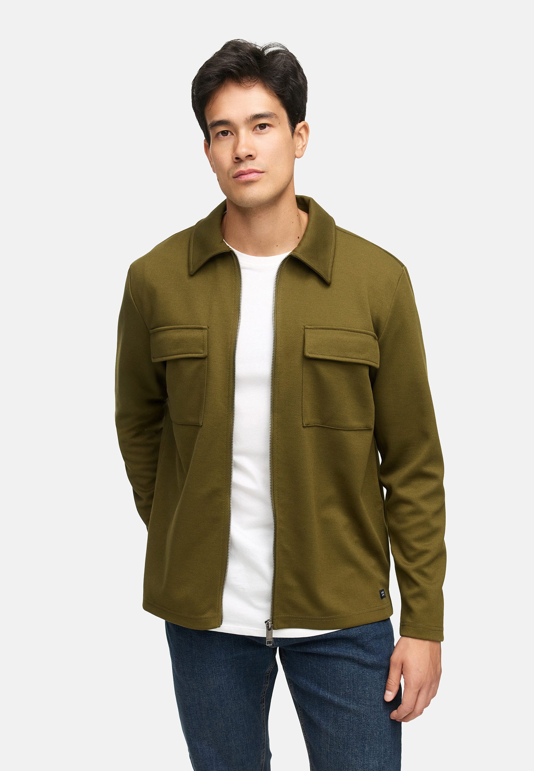 Indicode Langarmhemd Herren INNello Zip Herrenhemd Langarm Lässiges Hemd mit Reißverschluss und Brusttaschen