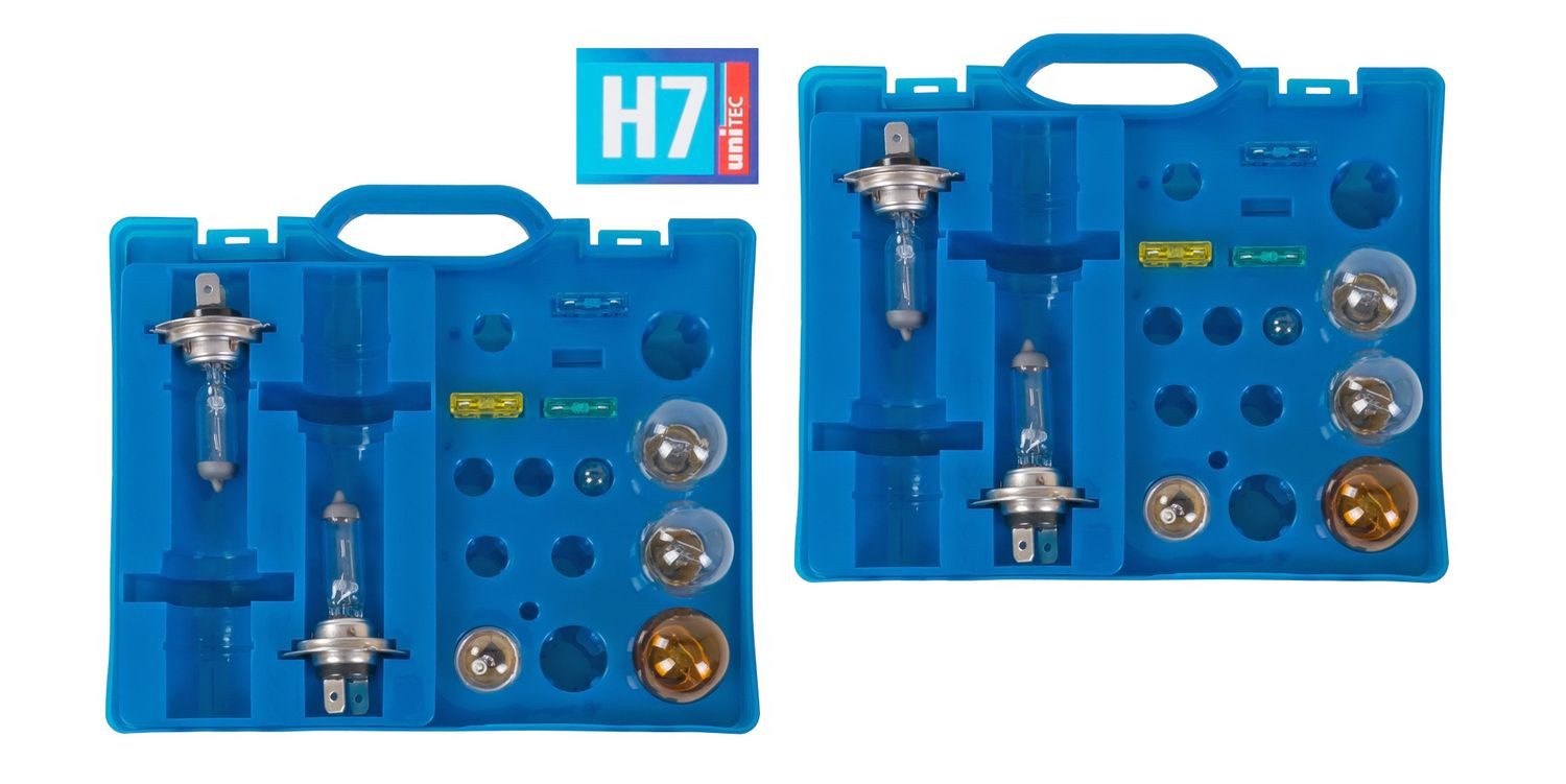 UNITEC KFZ-Ersatzleuchte 2x Auto-Ersatzlampen-Koffer H7 Scheinwerfer Bremslicht Blinklicht